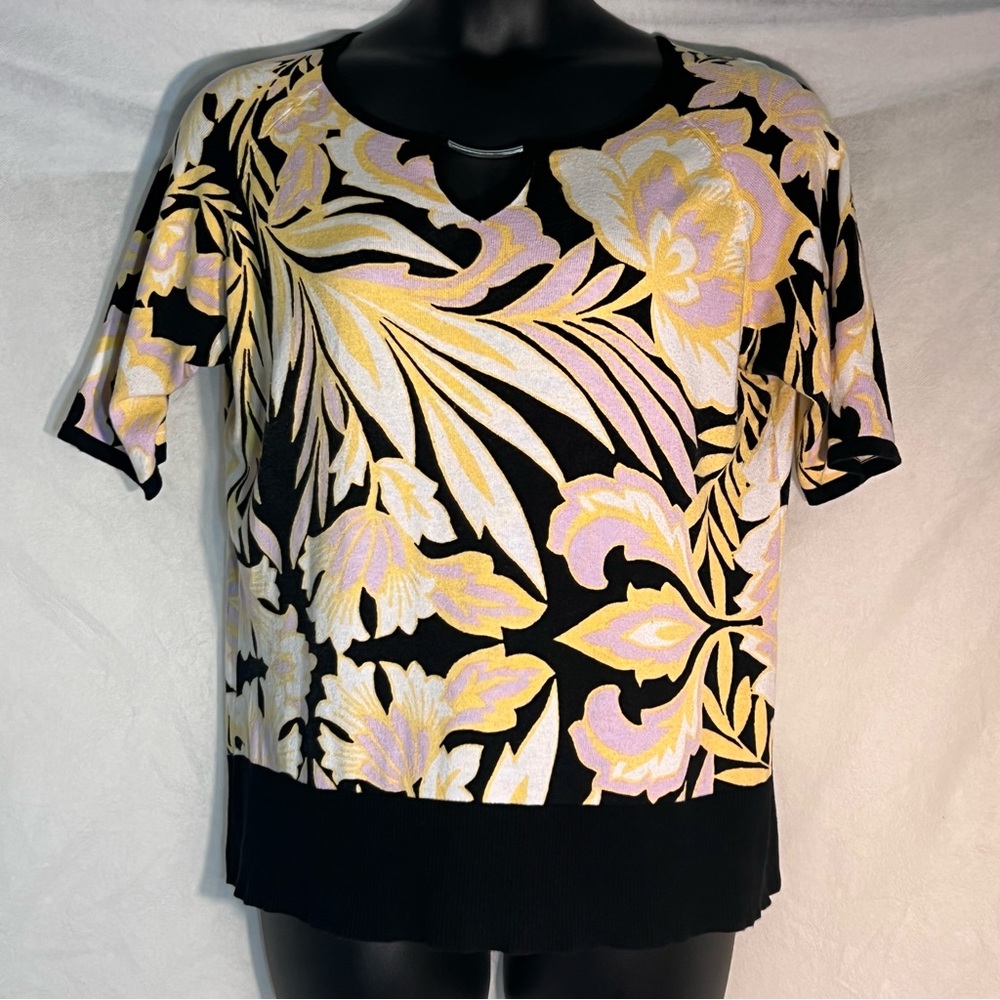 NY&CO black, yellow & lavender sweater, XL